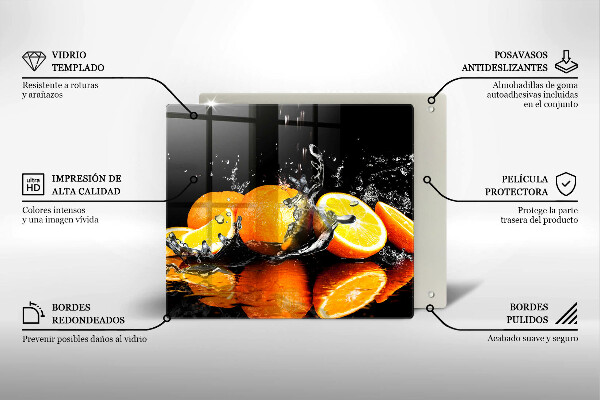 De vidrio templado Fruta jugosa de naranja