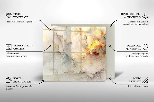 De vidrio templado Textura de mármol con oro