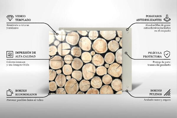 De vidrio templado Troncos de madera