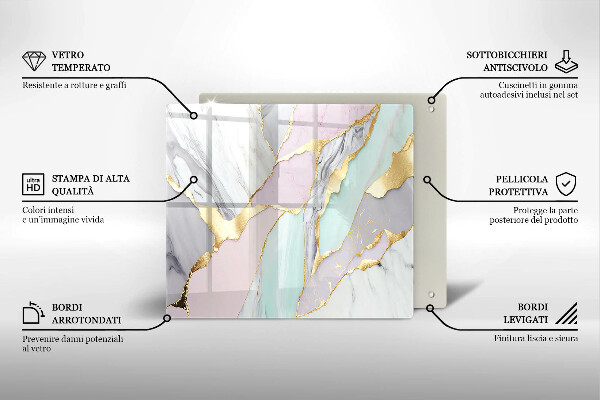 De vidrio templado Mármol pastel
