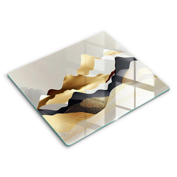 De vidrio templado Montañas doradas abstractas