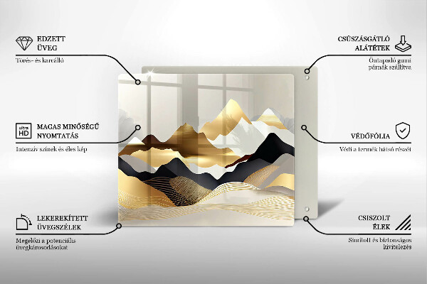 De vidrio templado Montañas doradas abstractas