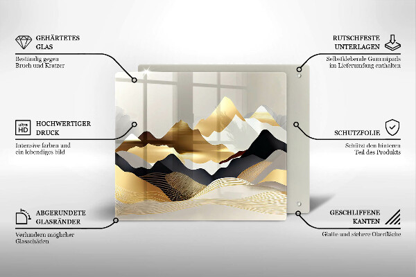 De vidrio templado Montañas doradas abstractas