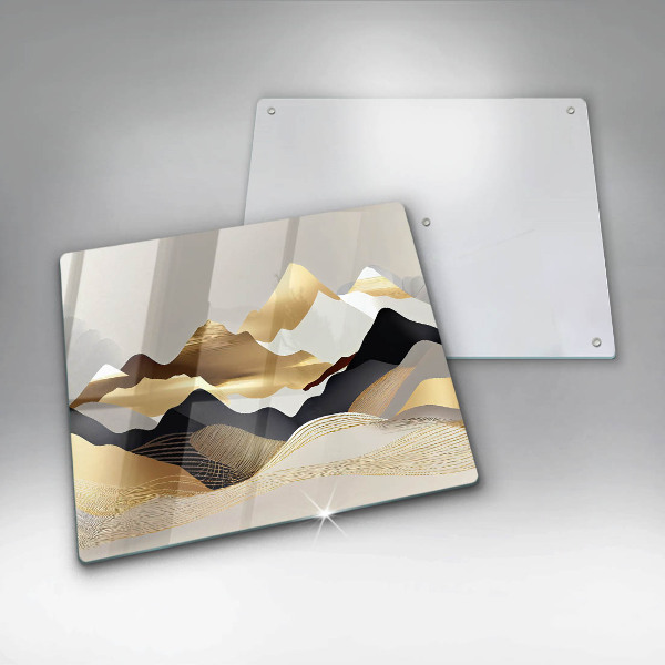 De vidrio templado Montañas doradas abstractas