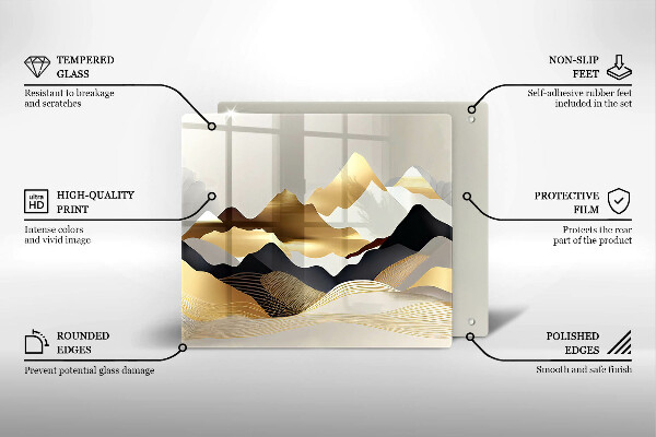 De vidrio templado Montañas doradas abstractas