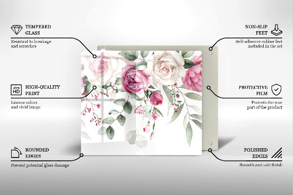 De vidrio templado Rosas acuarelas