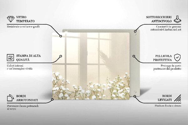 De vidrio templado Flores boho de yeso