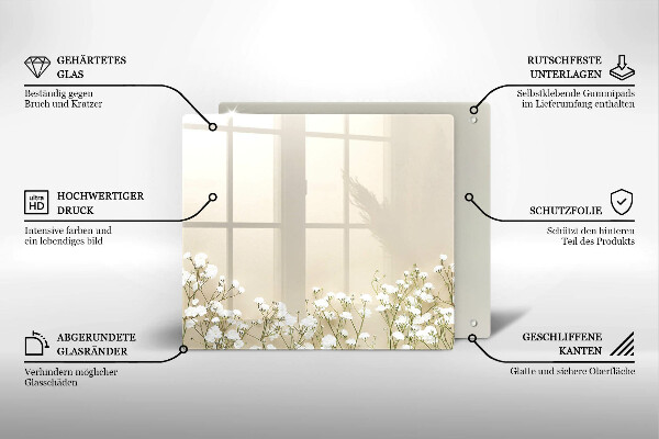 De vidrio templado Flores boho de yeso