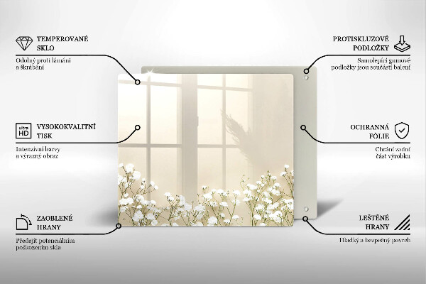 De vidrio templado Flores boho de yeso