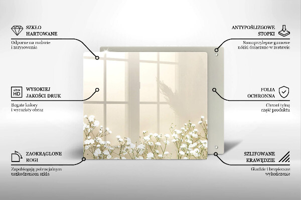 De vidrio templado Flores boho de yeso