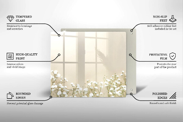 De vidrio templado Flores boho de yeso