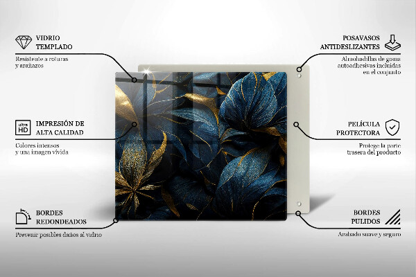 De vidrio templado Hojas decorativas con oro