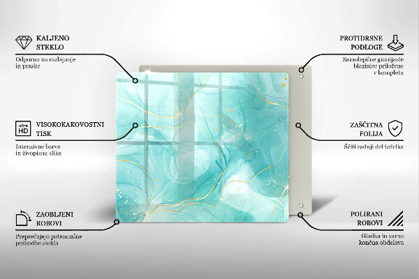 De vidrio templado Abstracción azul y dorada