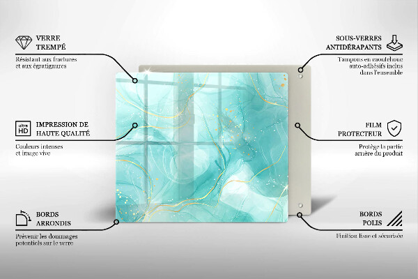 De vidrio templado Abstracción azul y dorada