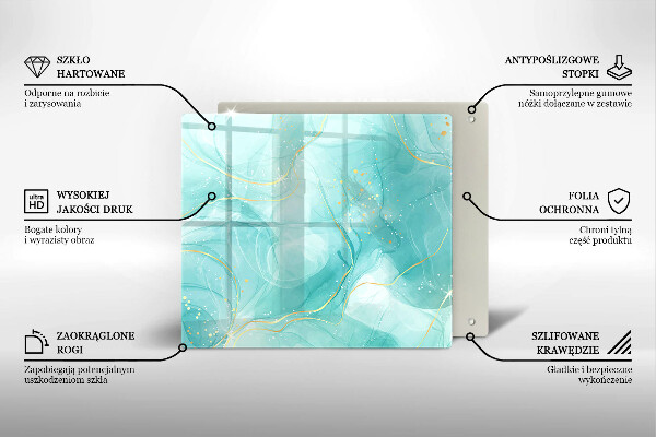 De vidrio templado Abstracción azul y dorada