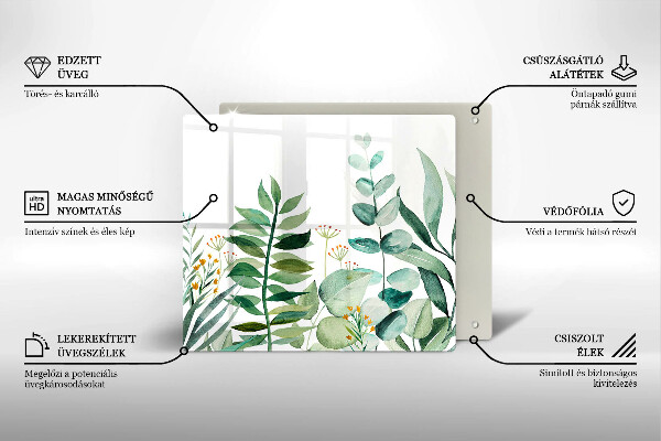 De vidrio templado Ilustración de hojas de plantas