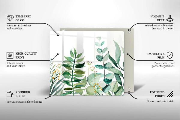 De vidrio templado Ilustración de hojas de plantas