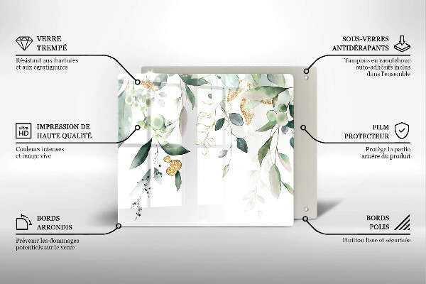 De vidrio templado Hojas de acuarela