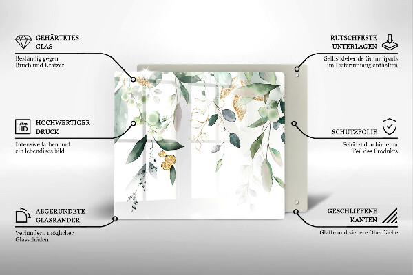 De vidrio templado Hojas de acuarela