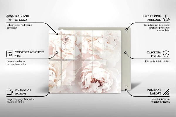 De vidrio templado Peonías pastel