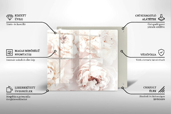 De vidrio templado Peonías pastel