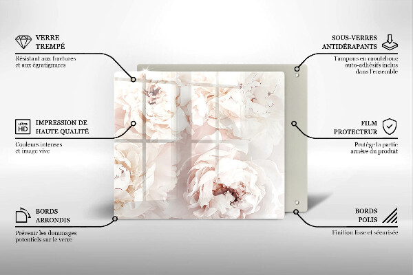 De vidrio templado Peonías pastel