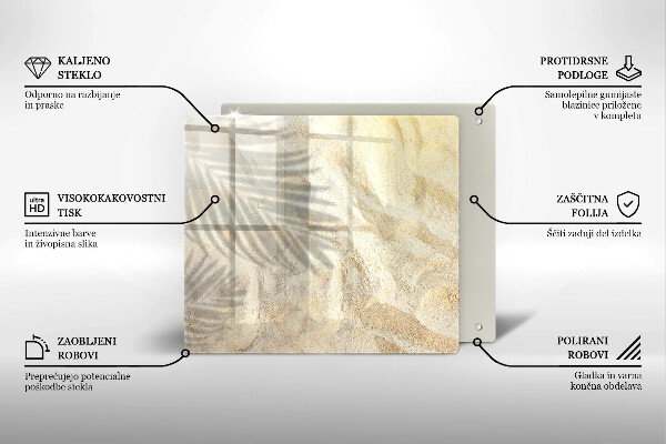 De vidrio templado Hojas de palma y arena