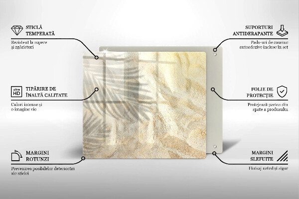 De vidrio templado Hojas de palma y arena