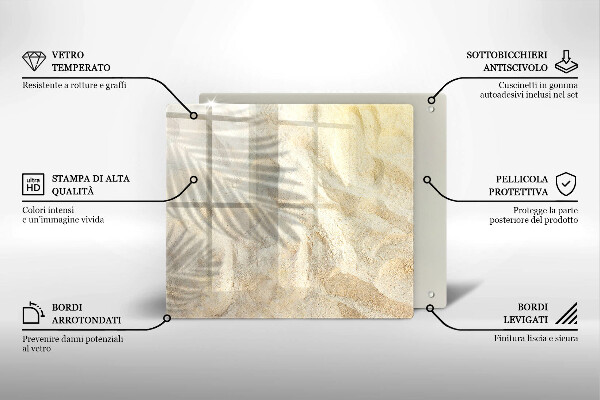 De vidrio templado Hojas de palma y arena