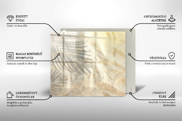 De vidrio templado Hojas de palma y arena