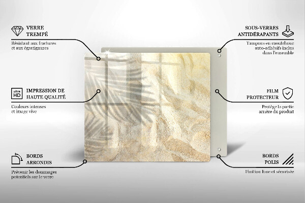 De vidrio templado Hojas de palma y arena