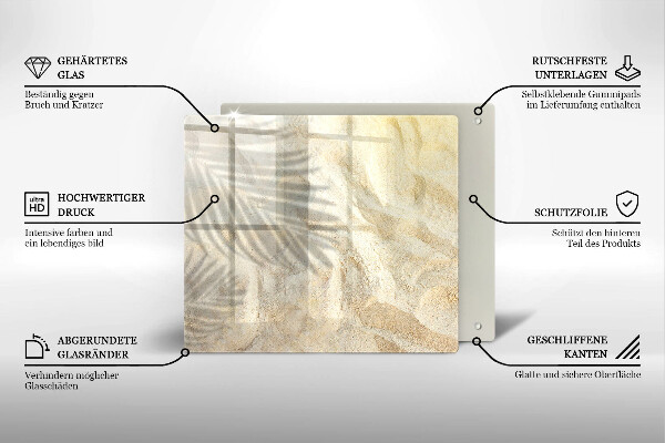 De vidrio templado Hojas de palma y arena
