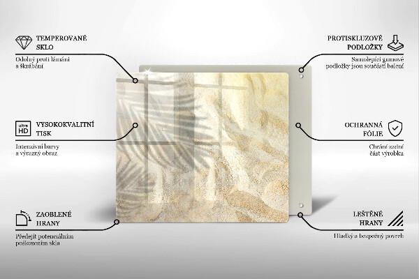 De vidrio templado Hojas de palma y arena