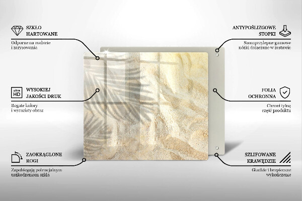 De vidrio templado Hojas de palma y arena