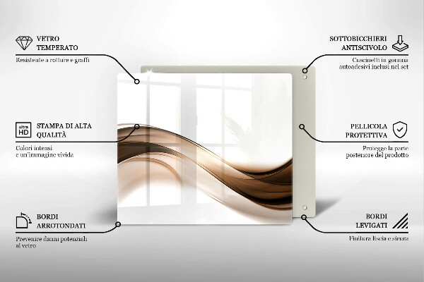 De vidrio templado Líneas marrones abstractas