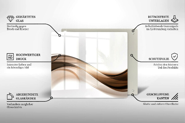 De vidrio templado Líneas marrones abstractas