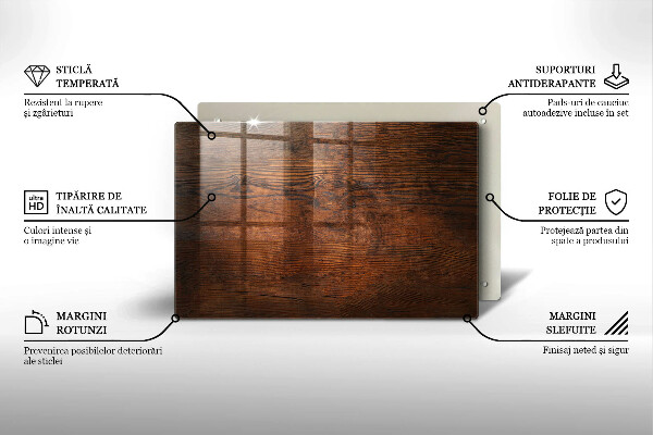 Tabla de cortar de vidrio Tablero de madera oscura