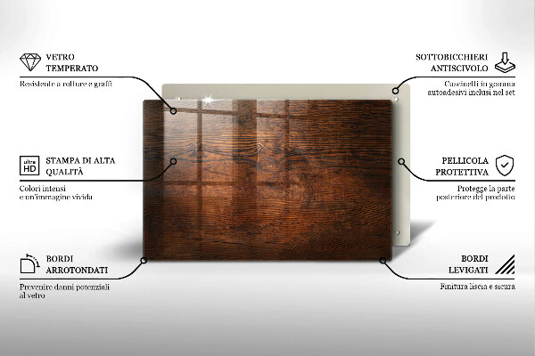 Tabla de cortar de vidrio Tablero de madera oscura