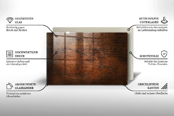 Tabla de cortar de vidrio Tablero de madera oscura