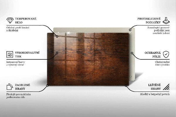 Tabla de cortar de vidrio Tablero de madera oscura