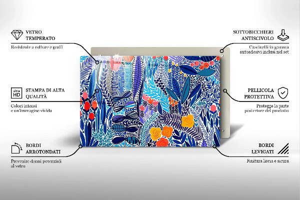 Tabla de cortar de vidrio Prado pintado