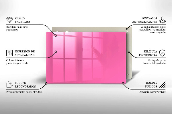 Tabla de cortar de vidrio Color rosa