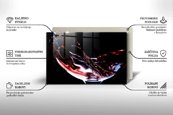 Tabla de cortar de vidrio Una copa de vino tinto