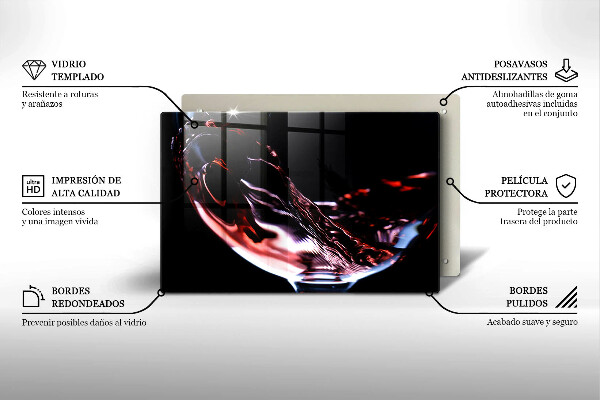 Tabla de cortar de vidrio Una copa de vino tinto