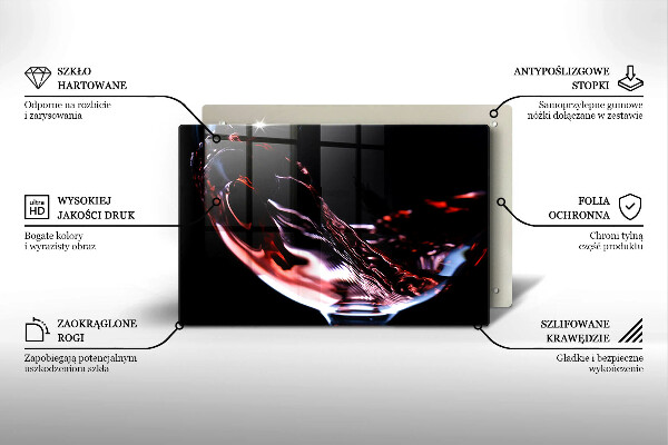 Tabla de cortar de vidrio Una copa de vino tinto