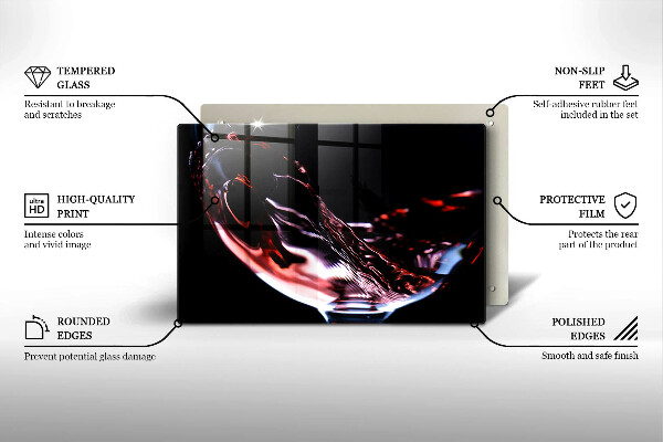 Tabla de cortar de vidrio Una copa de vino tinto