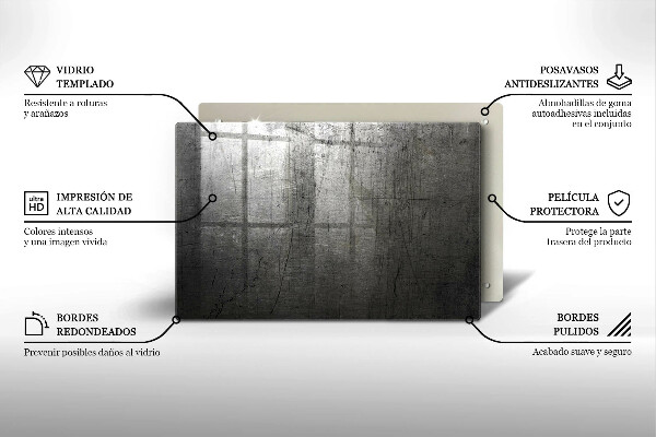 Tabla de cortar de vidrio Textura metálica