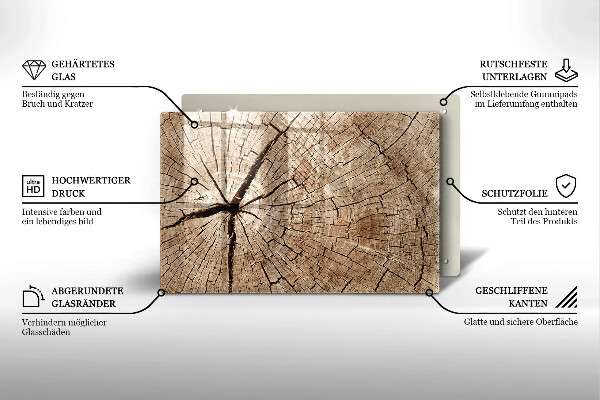 Tabla de cortar de vidrio Sección transversal de un árbol