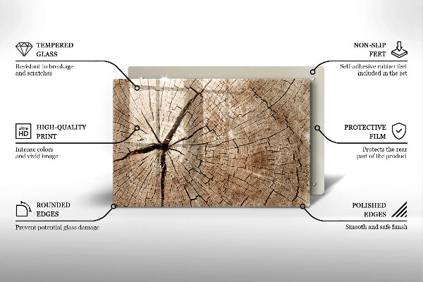 Tabla de cortar de vidrio Sección transversal de un árbol