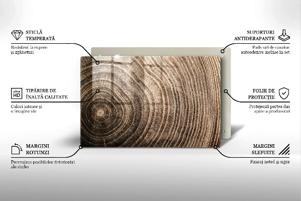 Tabla de cortar de vidrio Anillos de madera